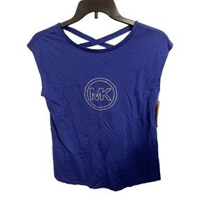 Women's Criss Cross Backed T-shirt - Michael Kors Navy Blue Medium